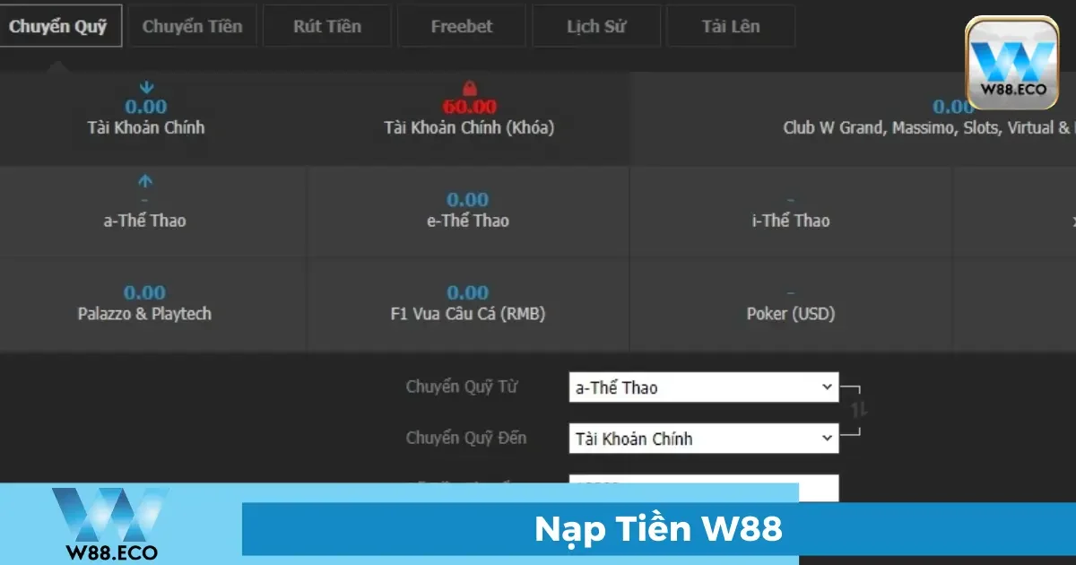 Nạp Tiền W88 - Hướng Dẫn Chi Tiết Mọi Phương Thức 1 Các phương thức nạp tiền tại W88